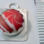 Pendant - Red And White Swirl Camellia Artisan..