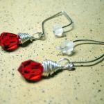Earrings - Ruby Red Swarovski Crystal Sterling