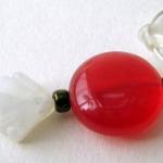 Earrings - Red Jade Coins Moonstone Sterlng