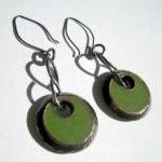 Reserved Earrings - Lime Green Resin Textured..