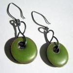 Reserved Earrings - Lime Green Resin Textured..