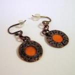 Reserved Earrings - Tiny Tangerine Orange Resin..