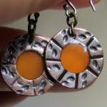 Reserved Earrings - Tiny Tangerine Orange Resin..