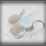 Earrings - Satin White Freshwater Pearls Ovals..