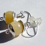 Earrings - Soft Yellow Aragonite 10mm Round..