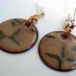 Earrings - Taupe Black Enameled Copper Posts