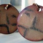 Earrings - Taupe Black Enameled Copper Posts